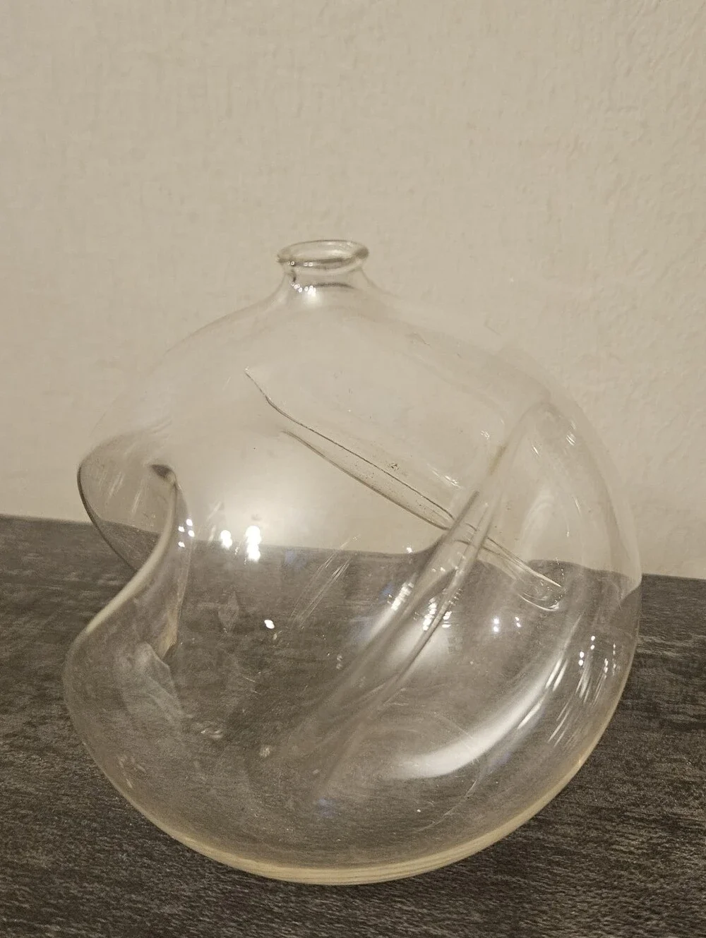 Hand Blown Clear Glass Orb Oil Lamp